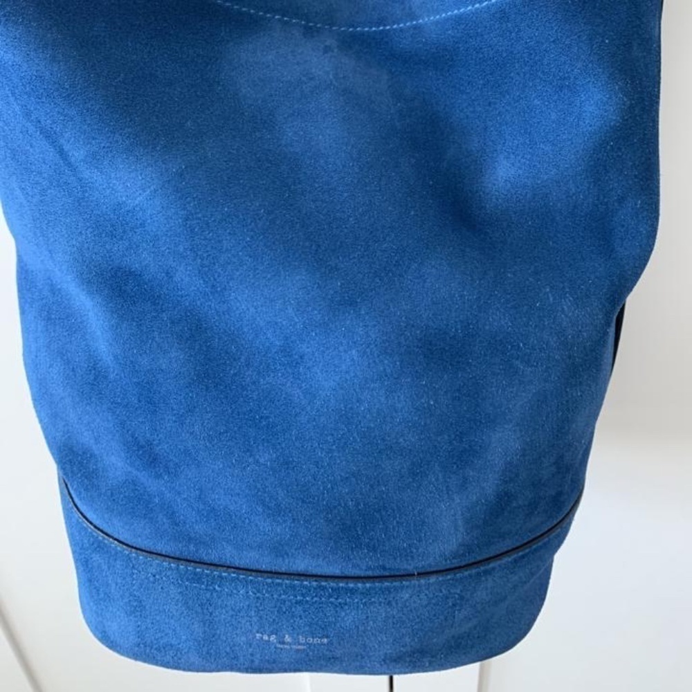 Rag & Bone Bucket Bag Nappa Leather/Suede w/adjustable Shoulder Strap Deep Blue - Picture 5 of 16
